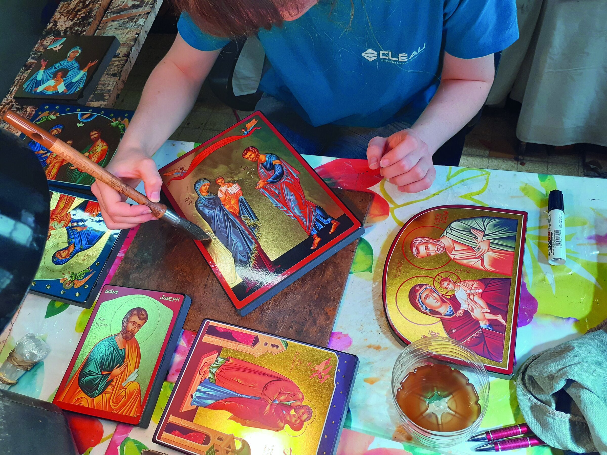 Hand-finished icon, southern Burgundy workshop